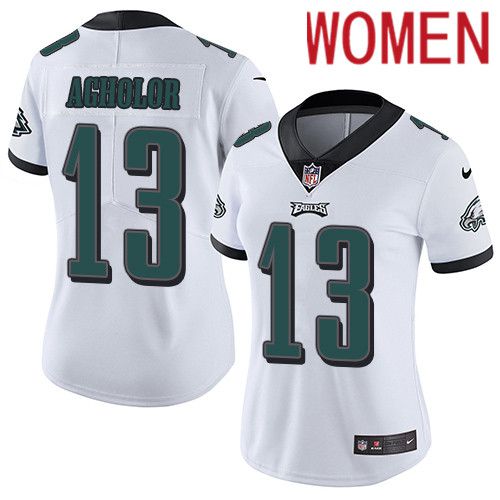 Women Philadelphia Eagles #13 Nelson Agholor Nike White Vapor Limited NFL Jersey